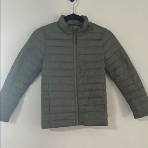 Lands End Kids Olive Green Puffer Winter windbreaker Jacket Youth Small/ 8